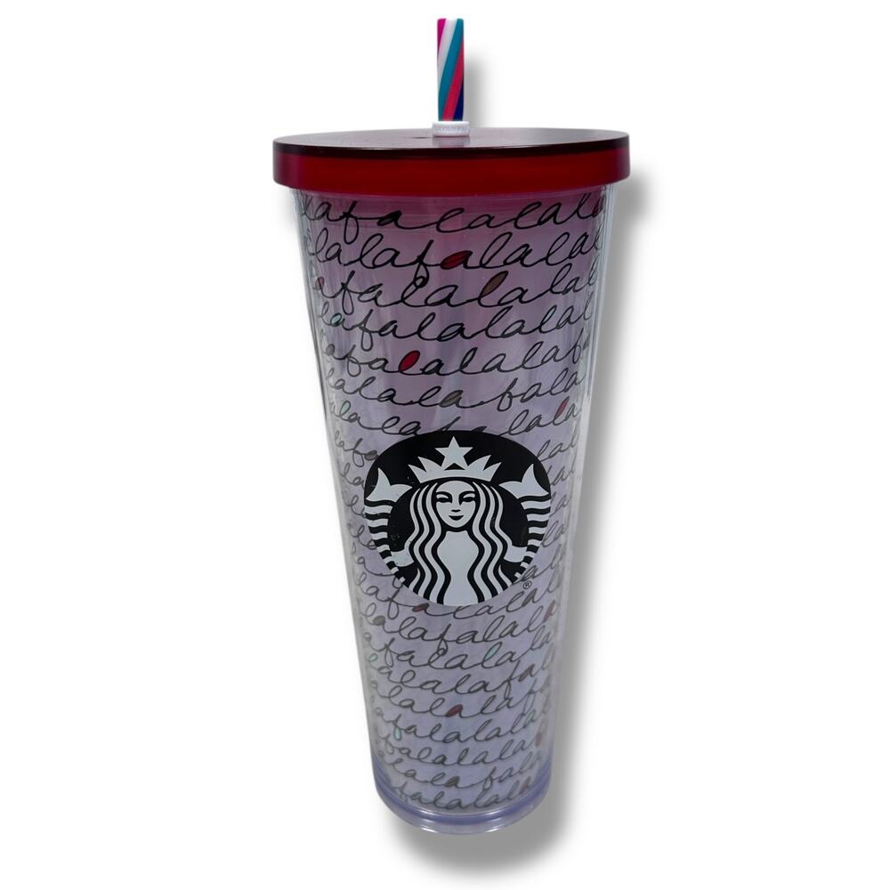 Starbucks Falala Tumbler Cold Cup Purple Christmas Holiday With Lid & Straw‎
